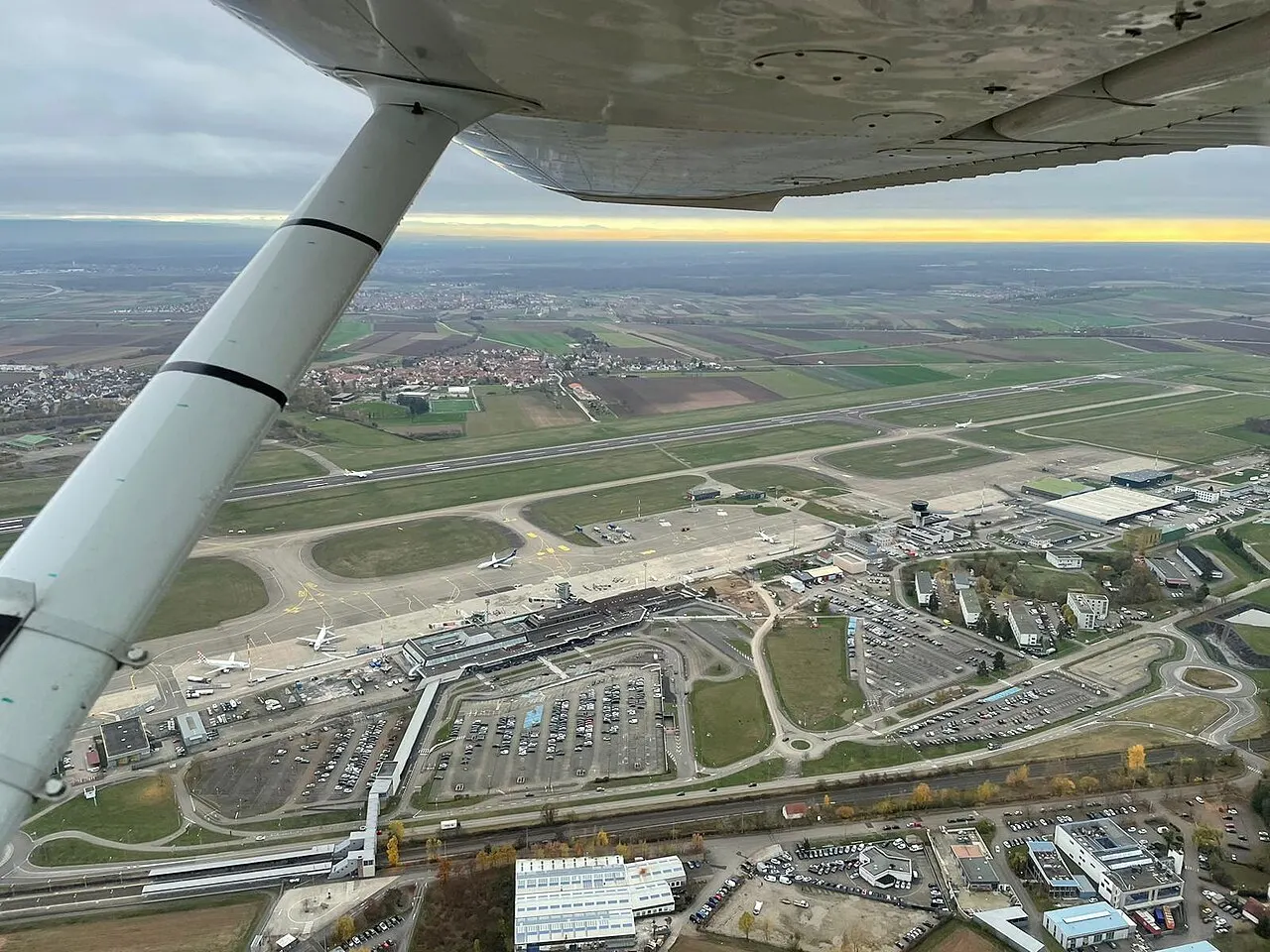 Aerial view of the airport and Entzheim