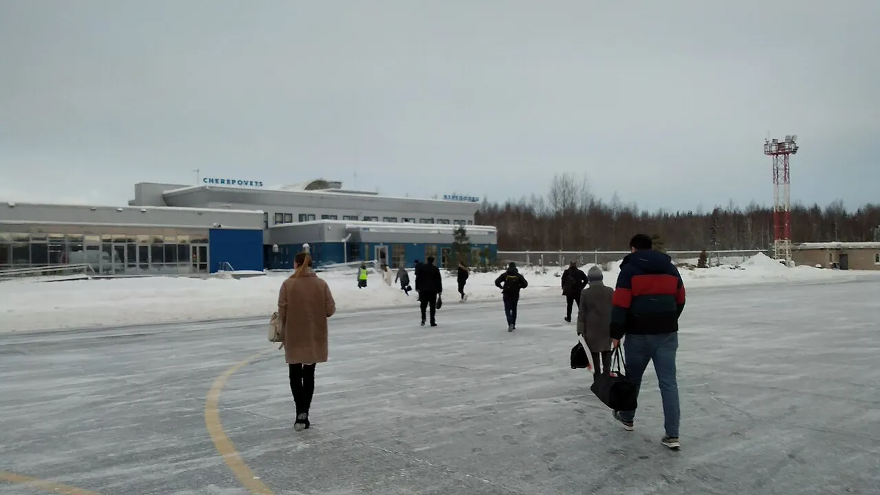 Uitzicht op de luchthaven van Tsjerepovets