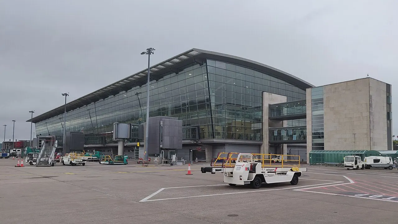 The glass-fronted terminal seen from the apron