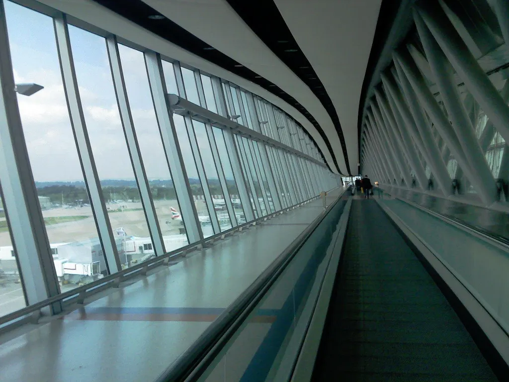 A glazed walkway at the North Terminal