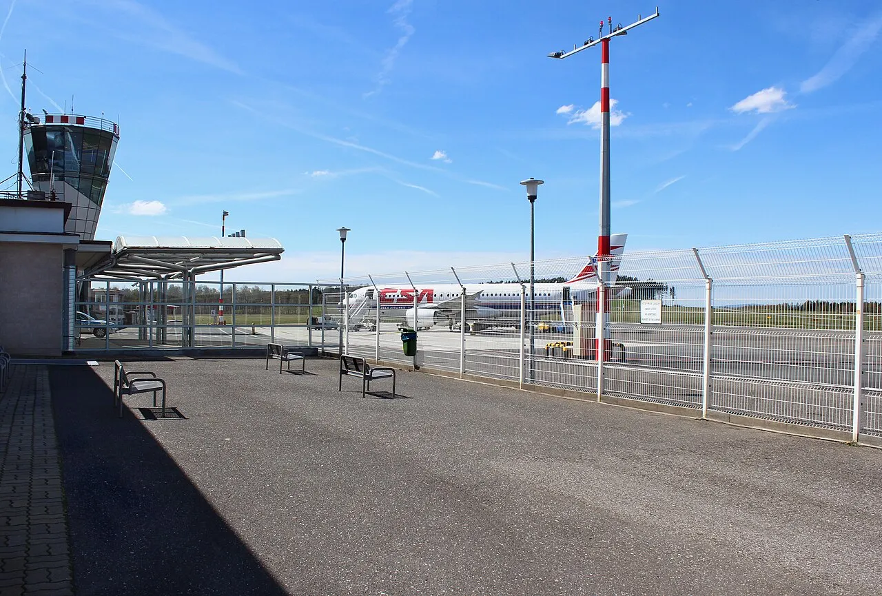 The control tower and the airfield