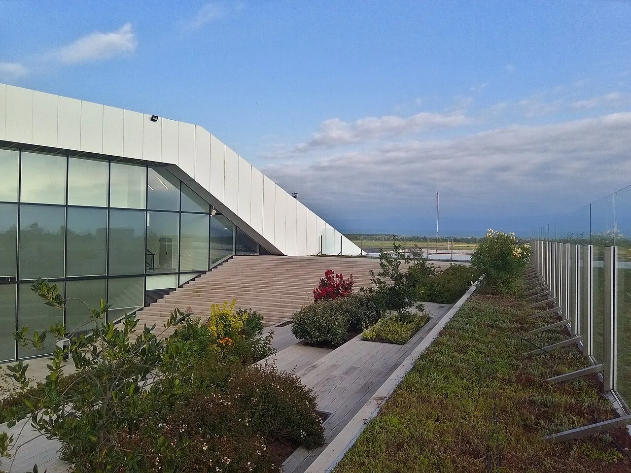The terminal's landscaped green roof