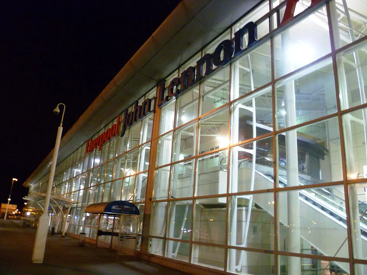The glass facade of the terminal
