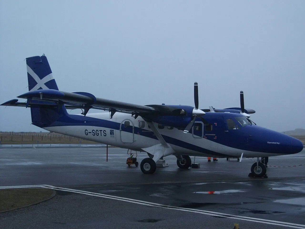 A Twin Otter turboprop at the airport